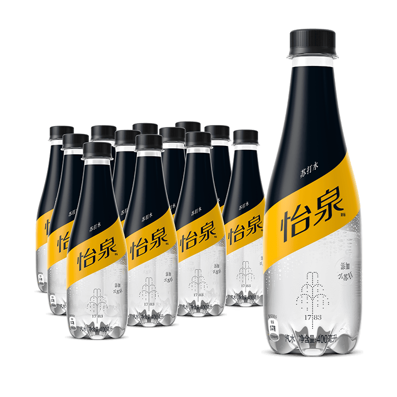 可口可樂（Coca-Cola）怡泉  無糖零卡 原味蘇打水 汽水飲料 400ml*12瓶 調(diào)酒 整箱裝  怡泉 蘇打水 400ml*12瓶