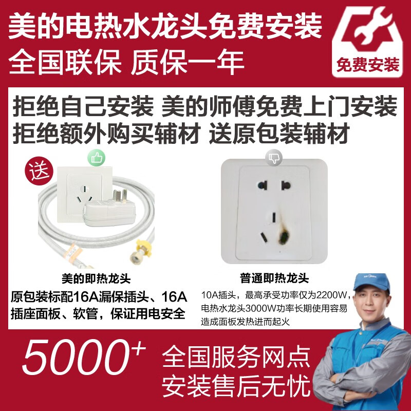 美的（Midea）电热水龙头速热即热式加热厨房宝快速热电热水器冷热电加热水龙头DSK30MT2-X极地白