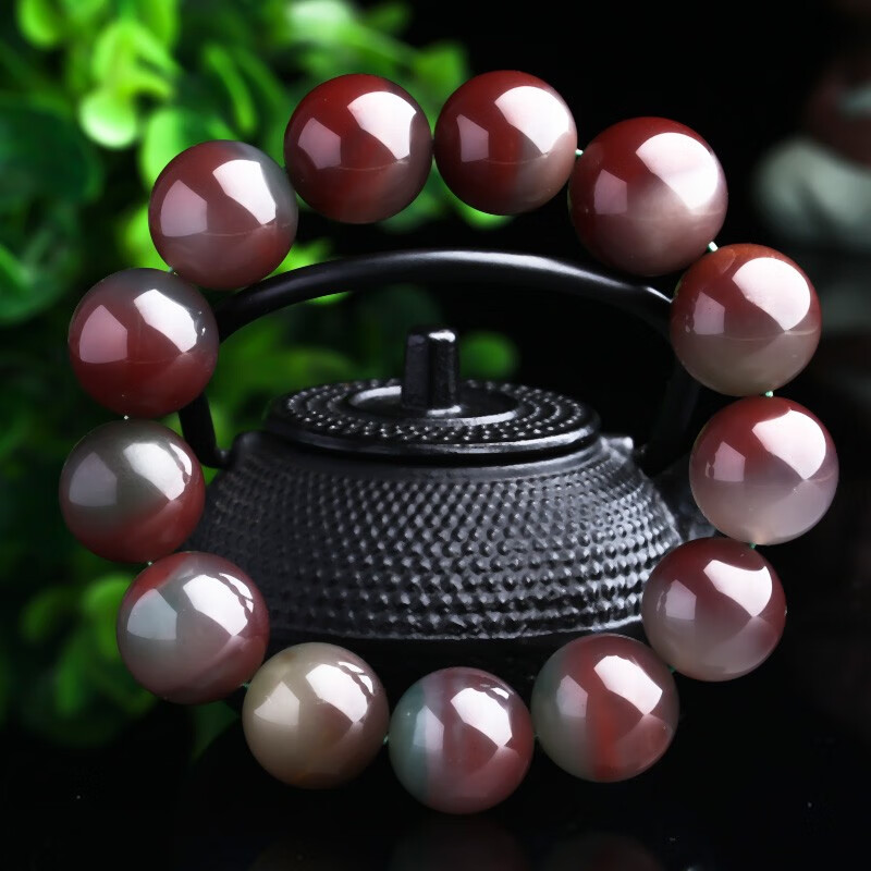 顶盈 天然南红紫绿盐源玛瑙七彩石手链 塔项链单圈手串 男女情侣饰品