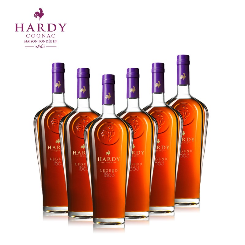 贺迪HARDY法国原瓶原装进口洋酒LEGEND传奇干邑白兰地700ml六支装新品 700mL 6瓶