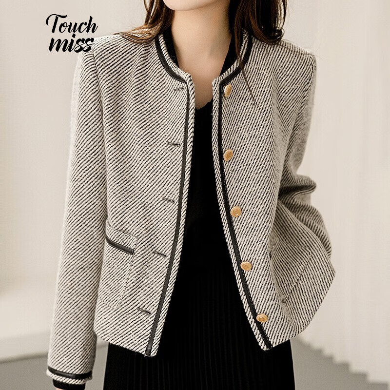 2022新品touch miss塔驰密司女装短外套女秋季微肩垫粗花呢短外套xh