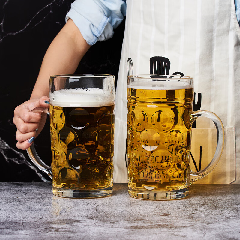 玻璃水杯子1000ml带把啤酒杯1l大号扎啤杯英雄杯 1000ml(不可以装热水
