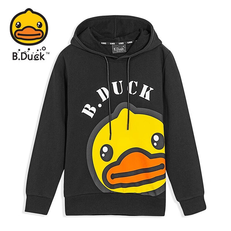 B.Duck小黄鸭卫衣女卫衣春季新款休闲宽松长袖亲子装潮流 黑色（MBF3108025） 165cm怎么看?