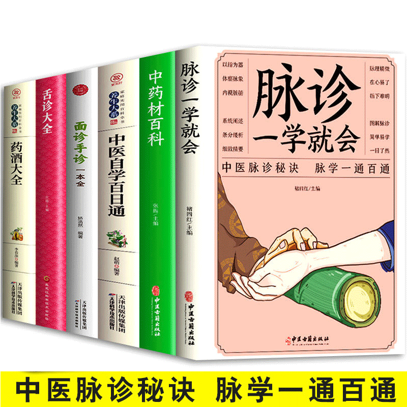 脉诊一学就会+面诊手诊舌诊大全+中医自学+药酒大全+中药材百科入门书基础理论中医诊断学全书 图解经络
