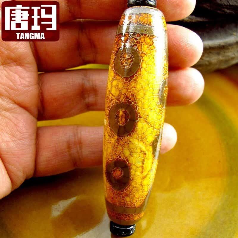 唐玛龙鳞老皮8公分天珠吊坠男龙纹玛瑙女项链单珠天眼