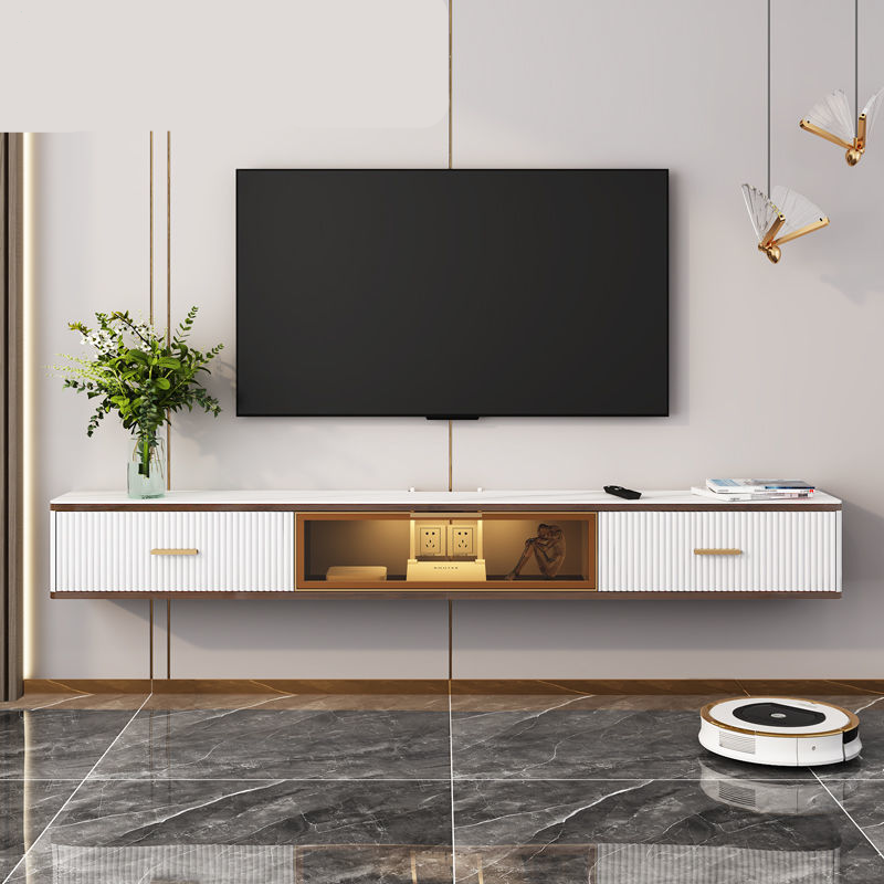 2023年新款轻奢壁挂式岩板电视柜悬空现代简约窄款客厅影视挂墙 款式1