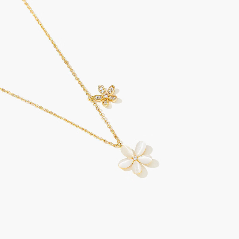 菲蕙新款猫眼石小花项链女款轻奢小众设计感花朵锁骨链送女友闺蜜