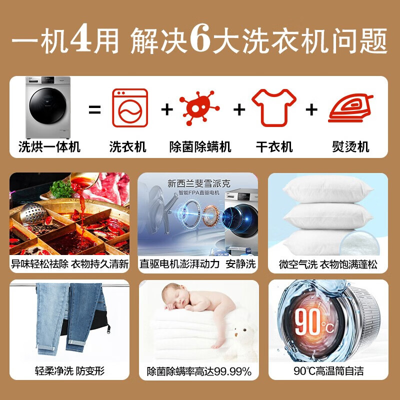 海尔（Haier）洗衣机全自动滚筒直驱变频洗烘一体机10KG大容量烘干空气洗EG10012HB58S