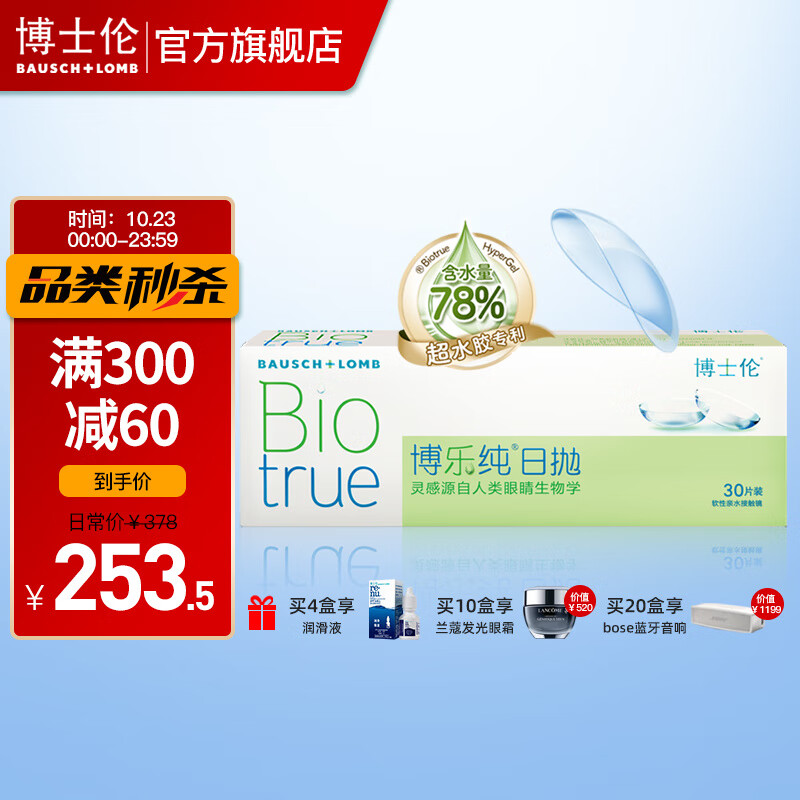 博乐纯日抛:高性价比,舒适自然的透明隐形眼镜价格走势