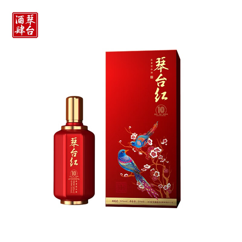 琴台酒肆 琴台红·10 四川邛崃 浓香型白酒 500ml单瓶 礼盒装 50度