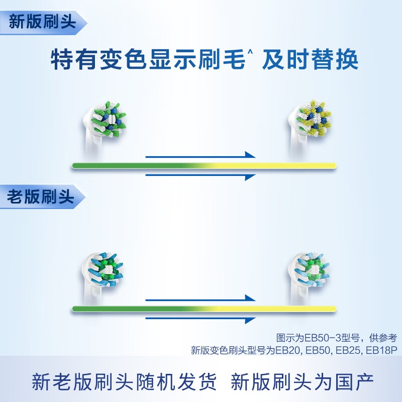 欧乐B电动牙刷头 成人柔软敏感型4支装 EB17-4 适配成人2D/3D全部型号小圆头牙刷【不适用iO系列】