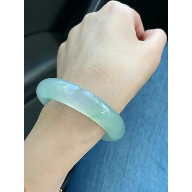 古珍 飘花翡翠手镯冰种玉手镯女款细条贵妃镯缅甸a货手镯玉镯送长辈