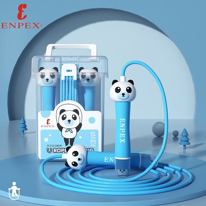 乐士跳绳 经典款中小学教学训练跳绳 学生儿童休闲娱乐棉绳 蓝色熊猫