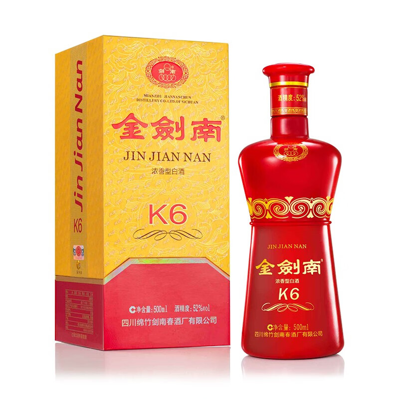 剑南春 金剑南k6(新版) 52度 单瓶装高度白酒 500ml 口感浓香型camdeg