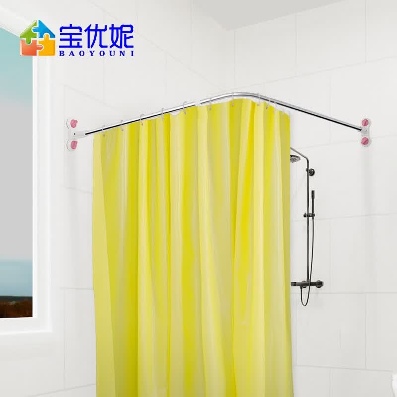 宝优妮 浴帘杆弧形浴帘套装不锈钢免打孔转弯转角淋浴杆伸缩杆晾衣杆 L型浴帘杆+浴帘1615-3怎么看?