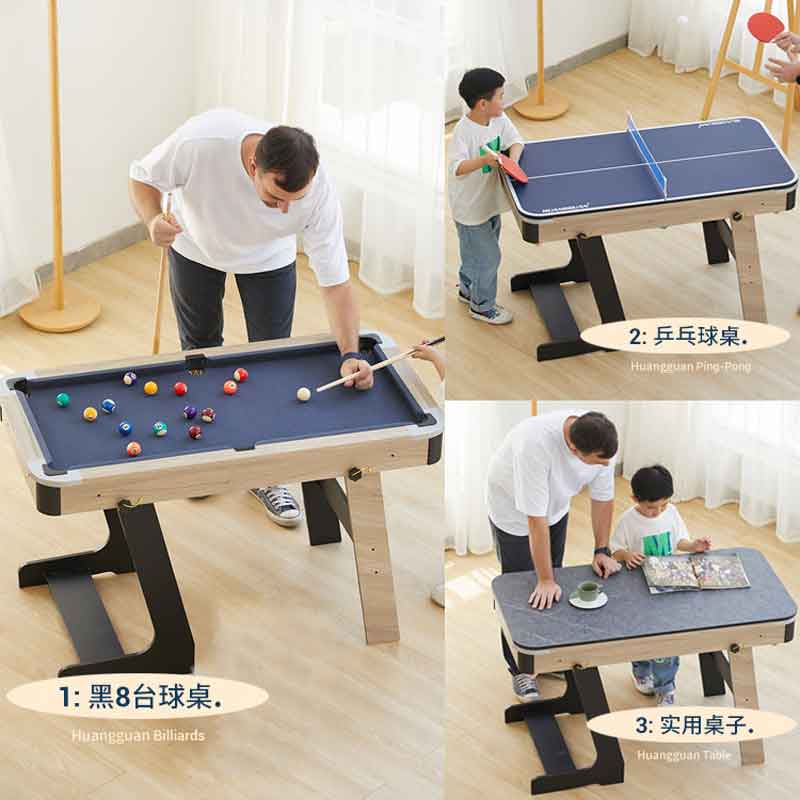 皇冠酷玩（HUANGGUAN ）台球桌家用儿童折叠桌球台乒乓球多功能斯诺克玩具台球21461T-3