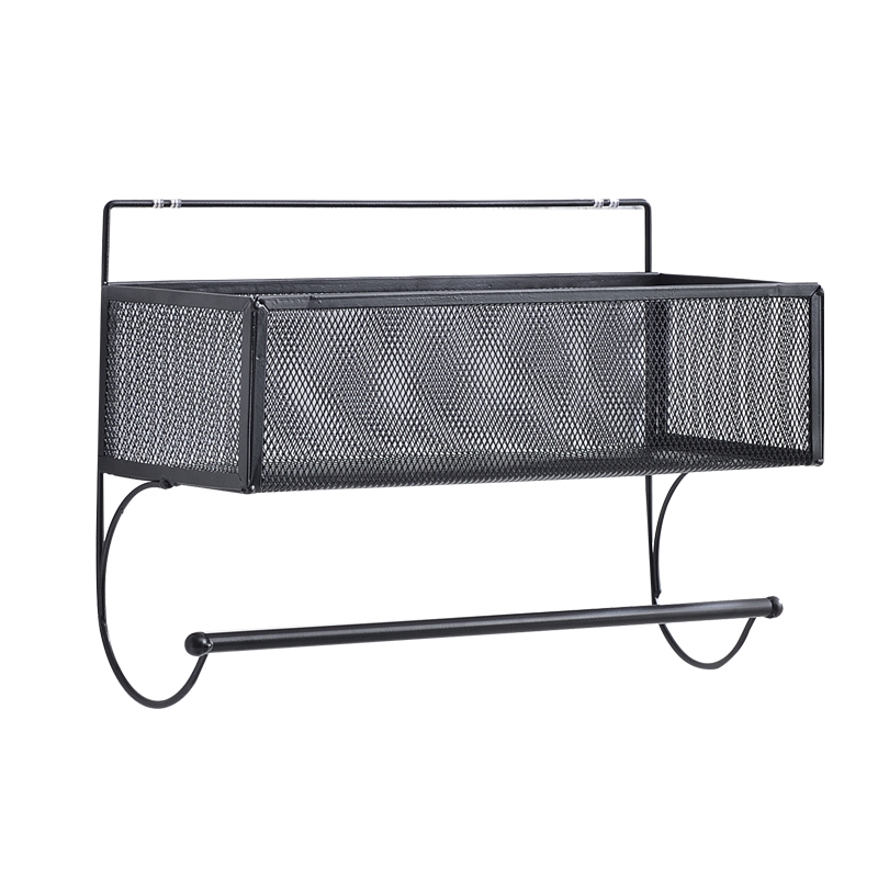 帅力 免打孔墙面搁架 卫生间浴室化妆品壁挂篮 厨房调料墙上收纳架 无痕贴毛巾架款SL8343