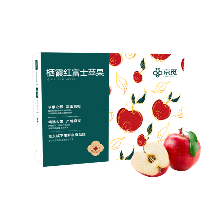 京鲜生 栖霞红富士苹果 净重6.4斤 单果230g+ 水果礼盒