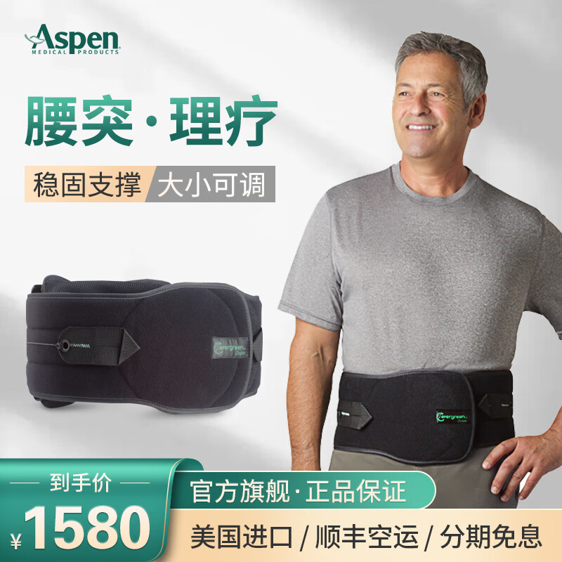 爱斯本 进口护腰带腰间盘突出 医用家用腰椎固定器Evergreen 627 均码 可调节 黑色