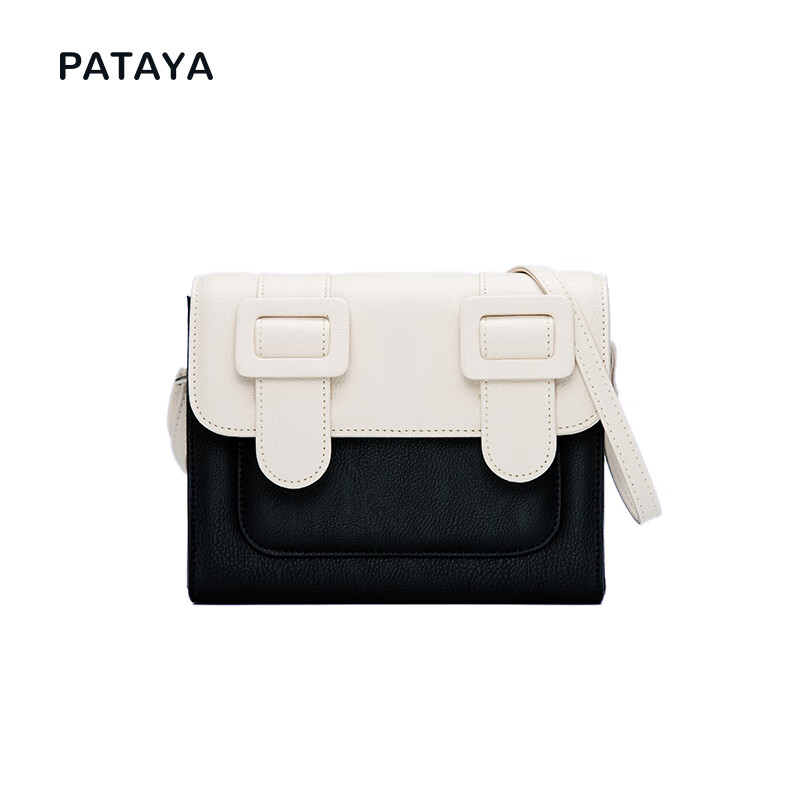 pataya剑桥包ins明星同款包包女包学生手机包新款女士单肩包斜挎包女M号 M黑拼奶白怎么看?