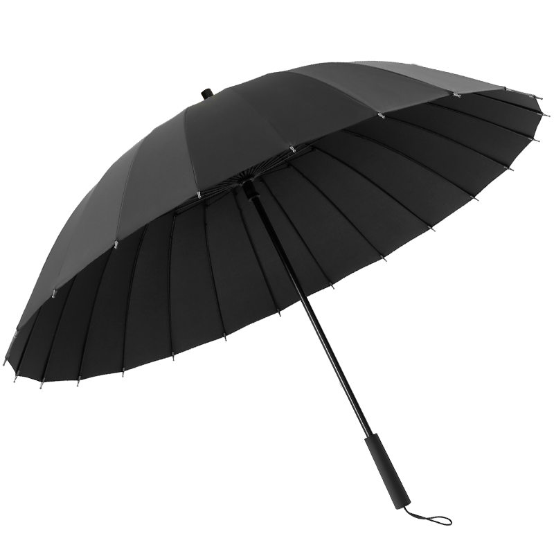 C'mon 24骨雨伞长柄直杆伞双人大号加固商务防风伞男女户外超大雨伞 63.5cm*24骨 黑色
