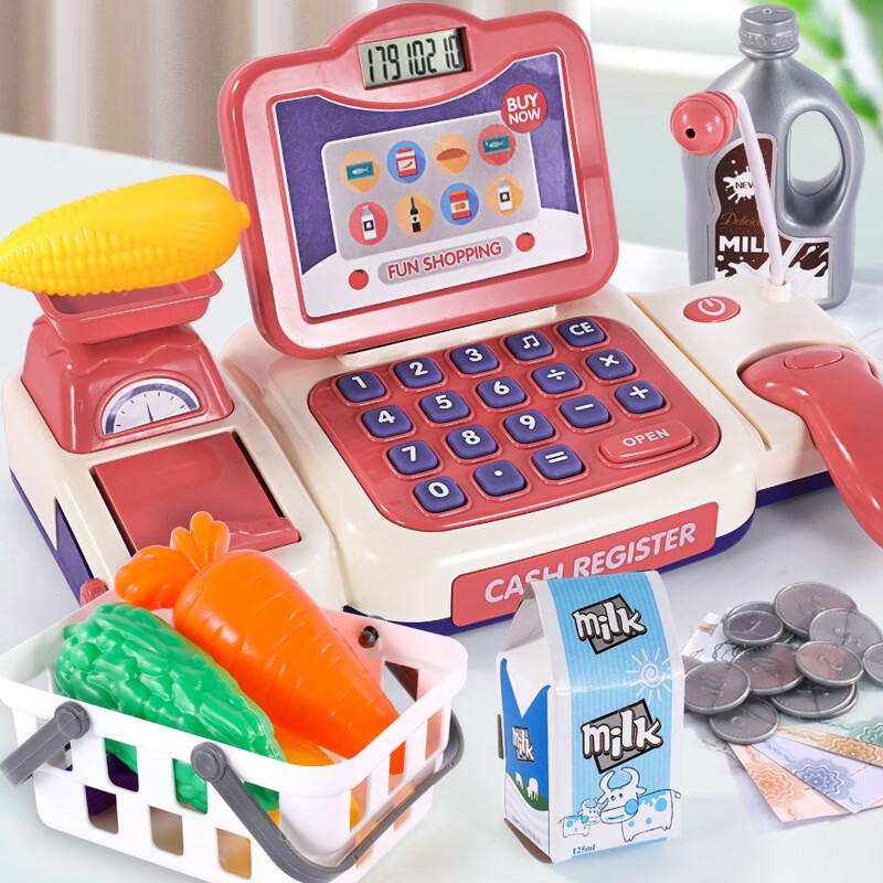 儿童玩具女孩收银机市仿真收银员3一9岁女童过家家玩具生日礼物 红色