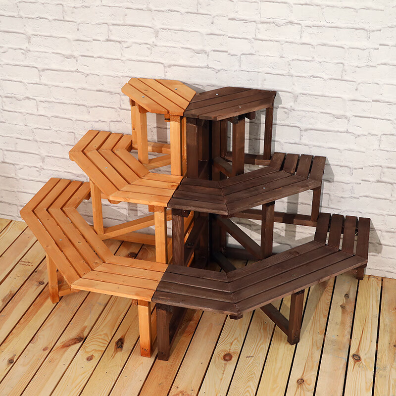 墙角实木花架室内转角架阳台三角拐角多层客厅角落直角多肉植物架 四