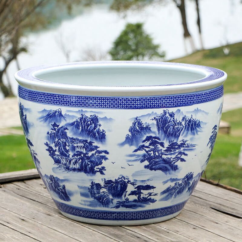 品良庭院大缸景德镇青花瓷水缸金鱼缸荷花碗莲睡莲盆乌龟缸酒店甲鱼缸