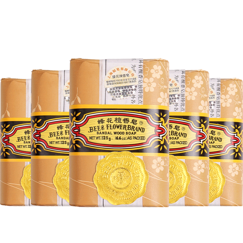 蜂花檀香皂125g*5沐浴洗澡手工香皂清洁经典檀香家庭装男女通用皂 檀香皂 125g 5块