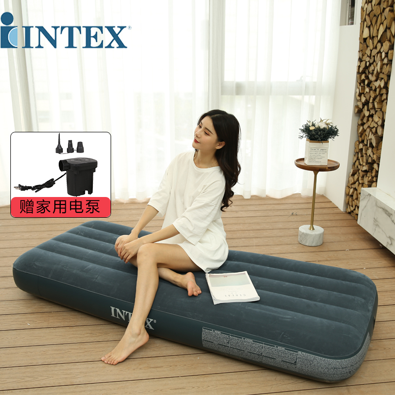 INTEX 线拉款64731充气床垫露营气垫床户外防潮垫 家用空气床非懒人沙发 陪护午睡躺椅单人折叠床76*191*25cm