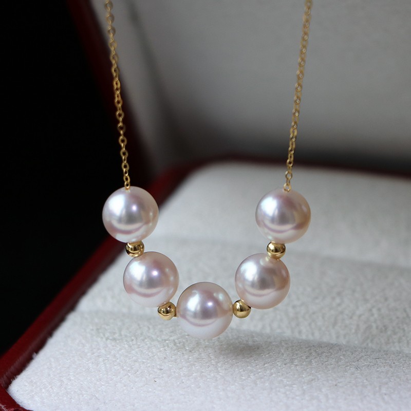 卡汐沐 海水珍珠微笑项链18k金可调节针链  珍珠锁骨链女送女友礼物