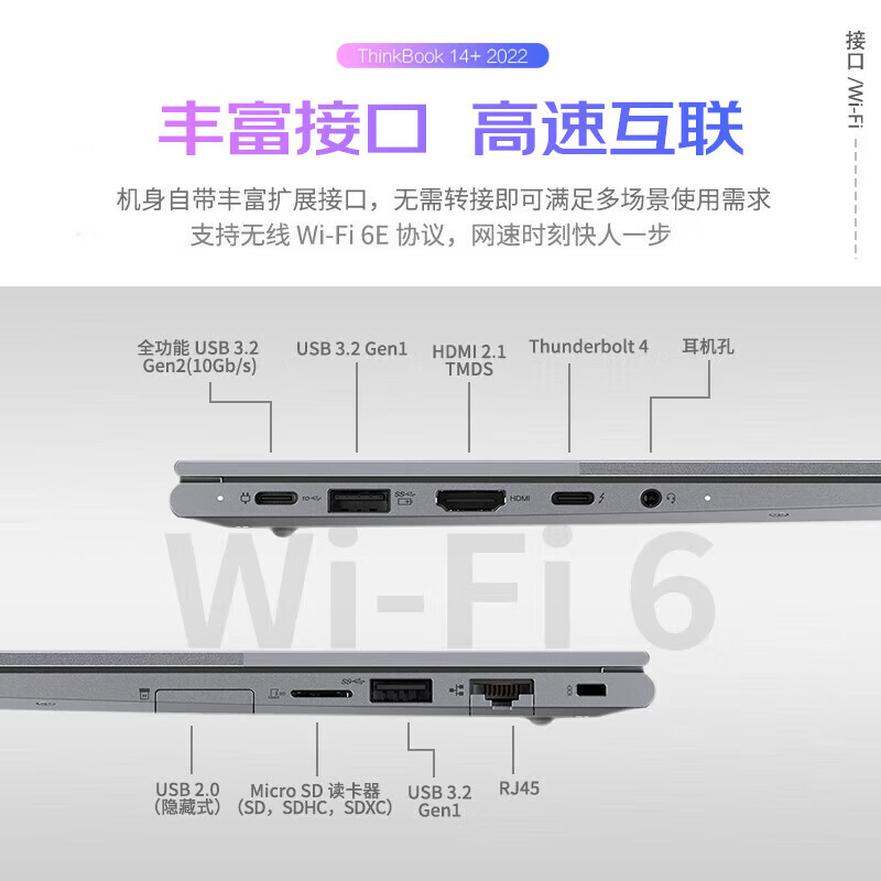 ThinkPad联想ThinkBook14+ 2023酷睿i9标压高性能轻薄本商用办公设计师娱乐游戏本笔记本电脑 旗舰升级:i9-12900H 16G 1T 【背光键盘 RTX2050独显 面部识别