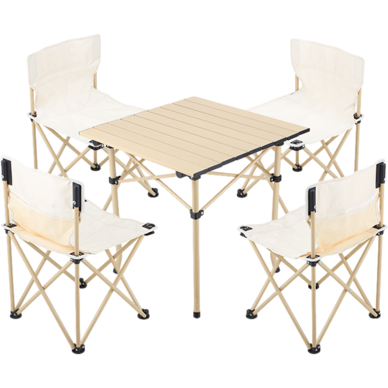 沃特曼(Whotman)户外折叠桌椅套装 庭院阳台室外桌子 便携式野餐烧烤 广告宣传摆摊桌椅五件套组合 72152