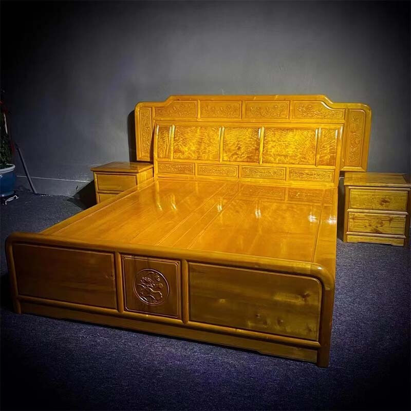 红善金丝楠木床铺婚床明清古典家具小叶桢楠高低床双人床1.8*2.