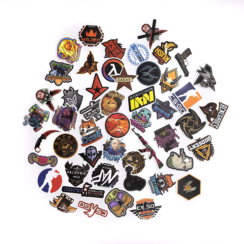 csgo贴纸 印花50张战队游戏全息反恐精英行李箱滑板笔记本车身粘贴纸