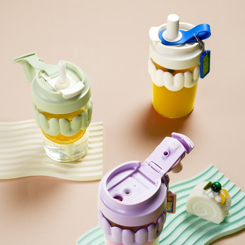 乐扣乐扣（LOCK&LOCK）奶芙玻璃杯水杯男女咖啡杯吸管杯子便携耐热泡 芝士萄萄-LLG770PUP