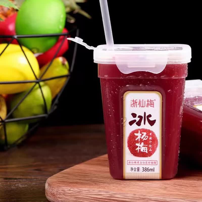 浙仙梅杨梅汁冰鲜榨果汁饮料冷饮果蔬汁酸梅汤网红冰饮386ml*6瓶 浙