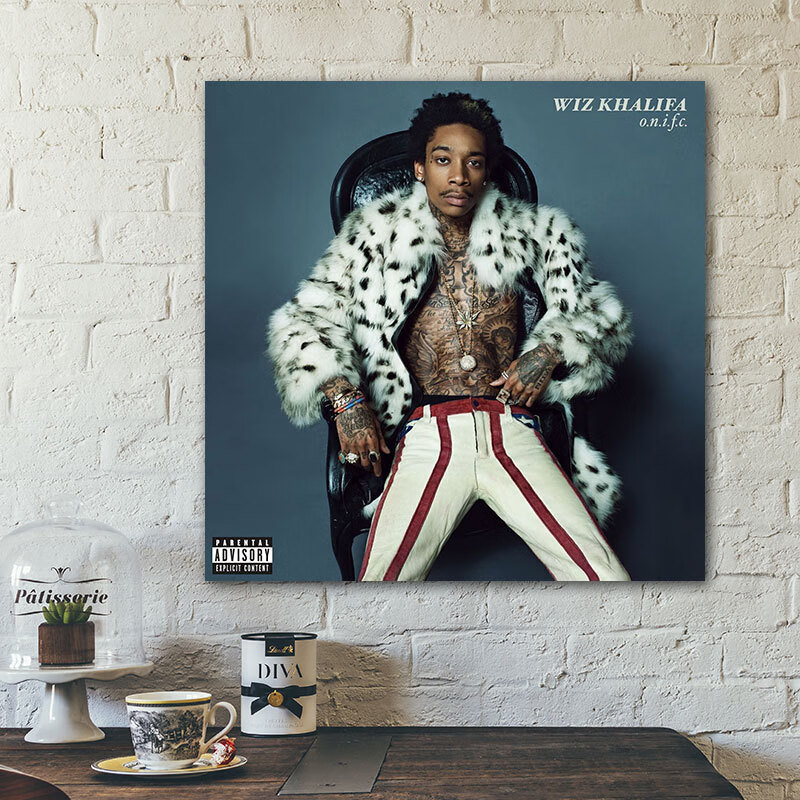 维兹卡利法专辑封面墙贴图装饰挂画纹身说唱嘻哈 wiz khalifa 900 30*