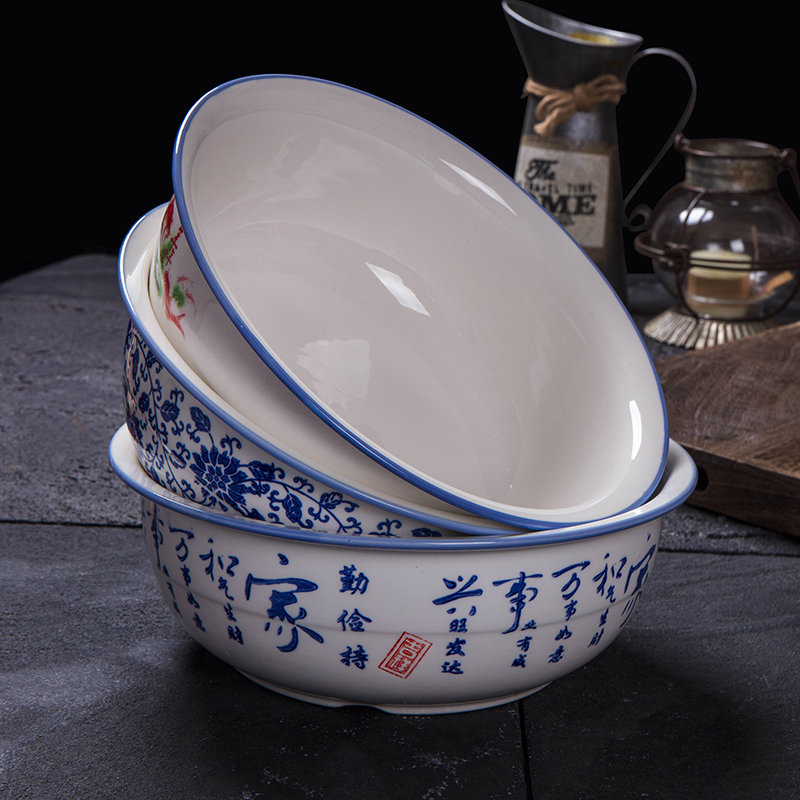 和面盆陶瓷大号加厚洗菜盆 揉面盆发面盆家用老式活面盆晒酱盆瓷盆