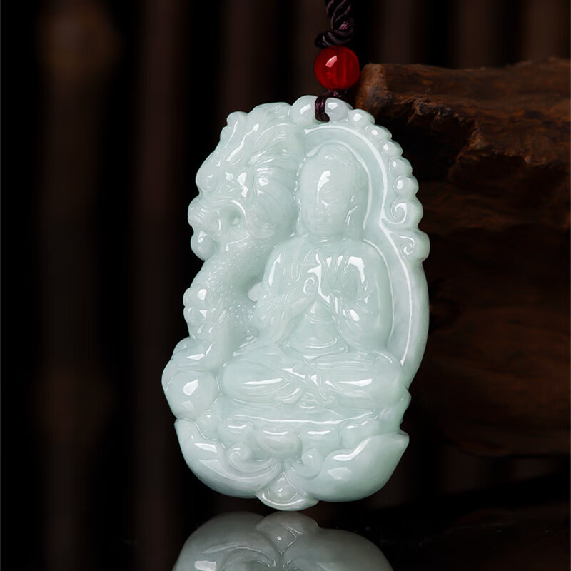 珠宝严选 【每日漏】虎薇天然翡翠a货佛祖神龙守护吊坠冰种玉石挂件女