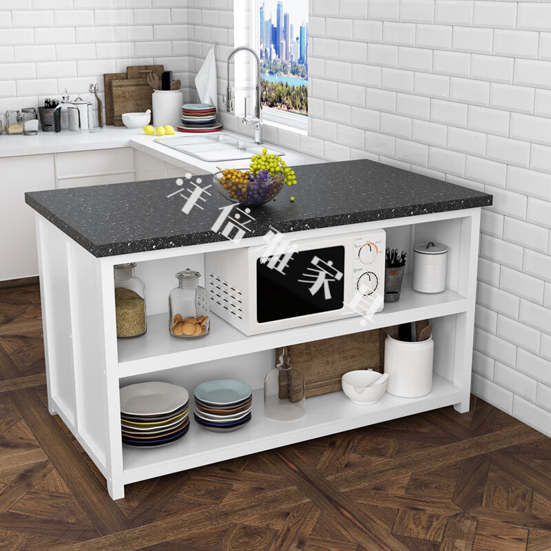 骏泽鹿中岛台柜置物台储物岛厨房备餐台大理石实用厨房吧台开放式 90*