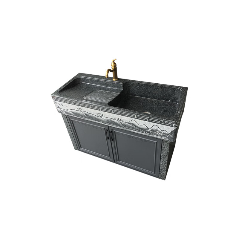 澳颜莱阳台大理石洗衣台 户外洗手盆庭院大理石洗衣池带搓板阳台家用