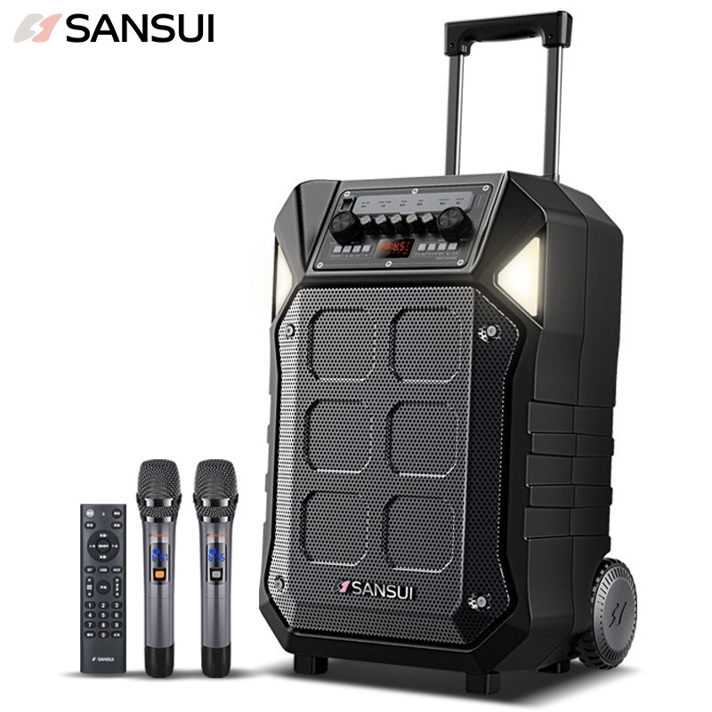 山水 SANSUI D12 12英寸户外广场舞拉杆音响蓝牙室外演出大功率重低音演出级移动k歌音箱带无线麦克风