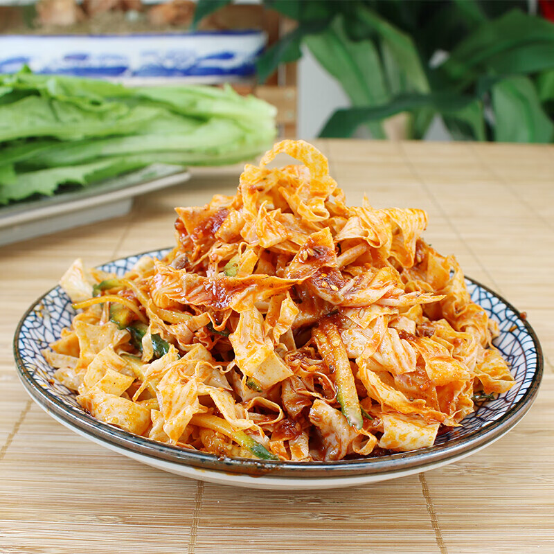 虎钢馋东北特产自拌豆皮香辣豆皮麻辣风味豆腐皮开即食豆丝200×2 香