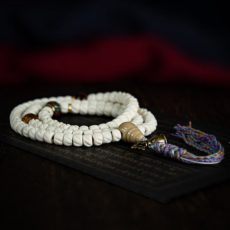 沃韵 藏式鹿骨手串108颗佛珠润料骨头百香籽手串女男士多圈文玩念珠项