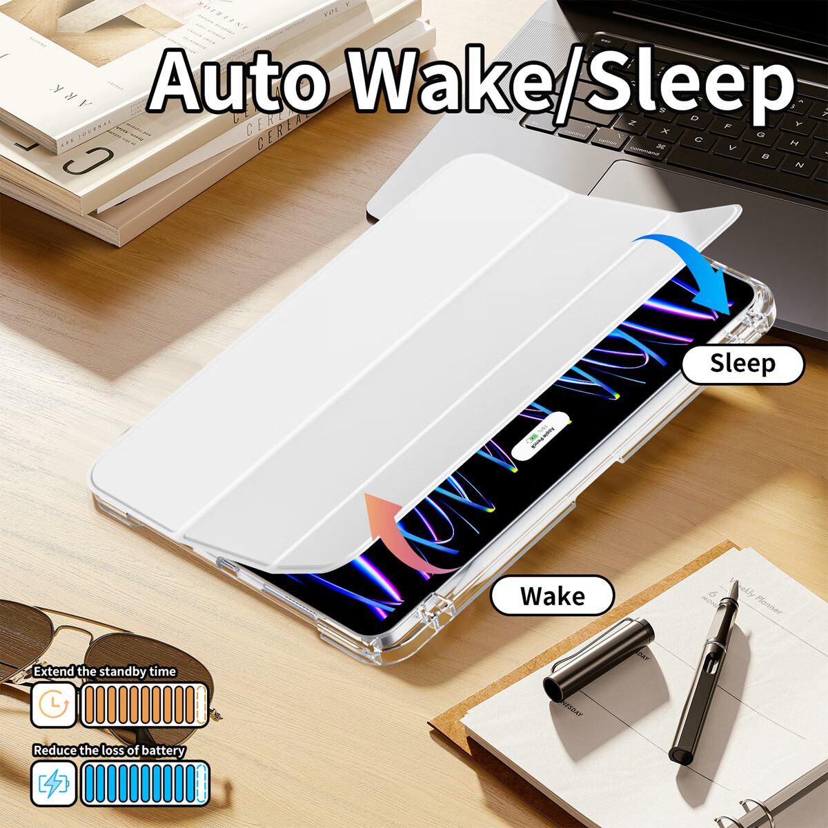米兜兜 滑轨可拆前盖适用iPad mini7 (A17 Pro)平板电脑保护套mini6支架智能休眠A2993/A2995/A2996 Mini6/7(A17 Pro)-8.3英寸-灰色