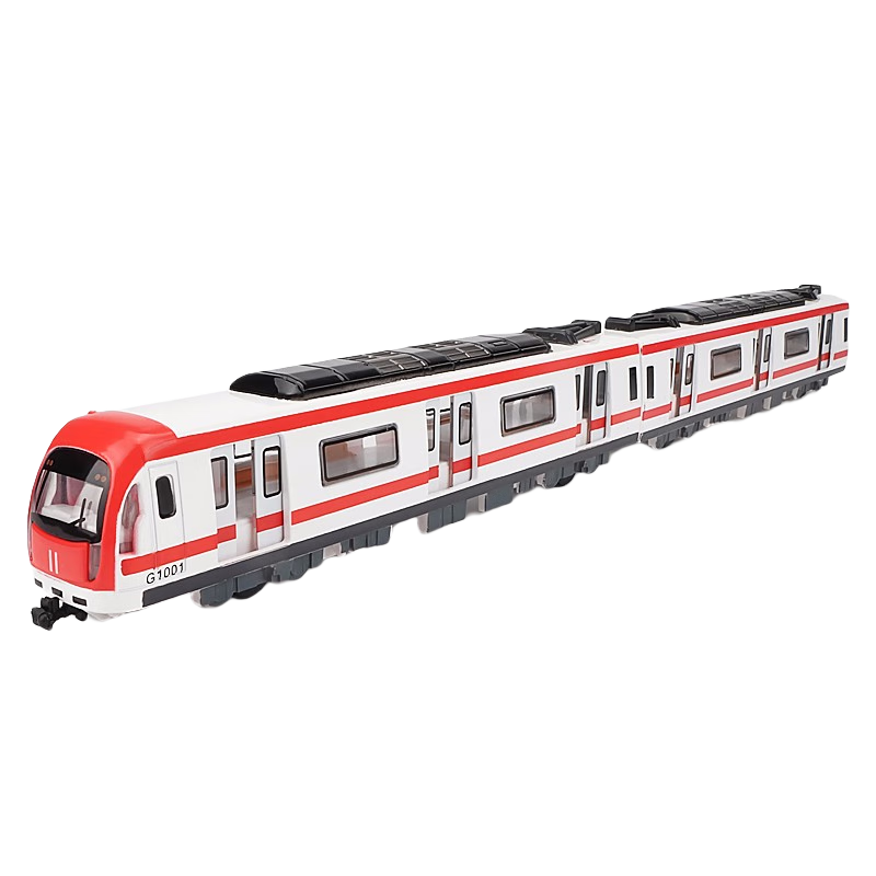 卡威（KIV）合金1/87城市地鐵組火車模型 兒童玩具車回力車動車高鐵磁力車模 紅色帶車廂 禮盒裝