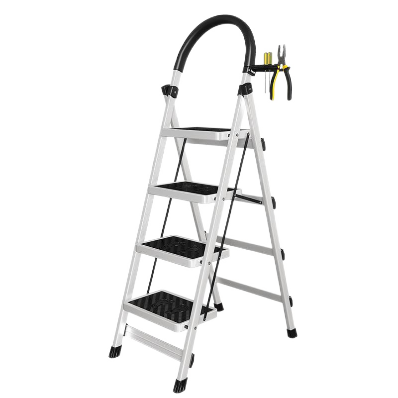 星奇堡 家用梯子伸缩工程梯折叠多功能升降人字梯伸缩室内加厚两用 加厚四步梯-红色