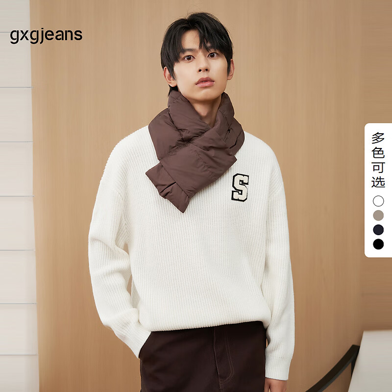 gxg.jeans男装 2024年冬季毛巾绣字母毛衣圆领针织衫 4色可选 白色-1 175/L