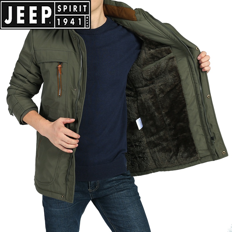 绒加厚中长款加肥加大码号棉衣男外套棉袄棉服 军绿 m 体重58公斤左右